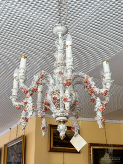 Porzellan Kronleuchter in Barockform Rudolf Kämmer 2. Hälfte 20. Jhd