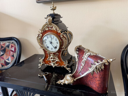 Lenzkirch Konsolen Uhr Rokoko Stil 1905/1910 Nußbaum & Bronze vergoldet